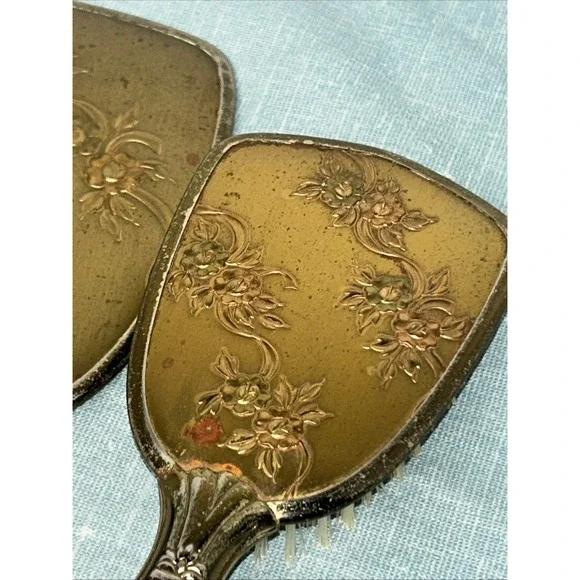 Vintage Floral Mirror And Brush Set - Picture 4 of 9